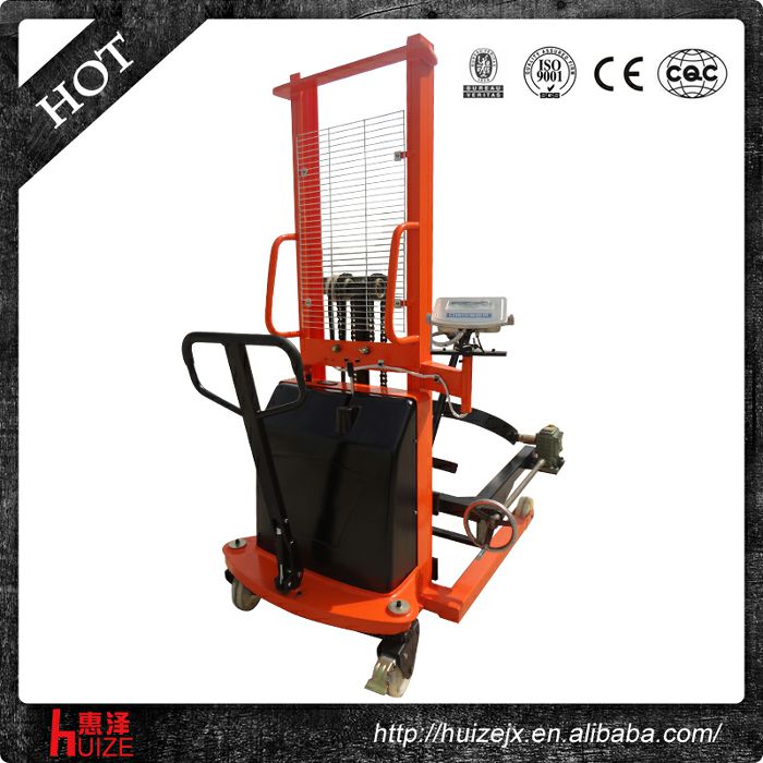半電動稱重油桶車（夾鐵桶，手搖翻轉(zhuǎn)倒料）