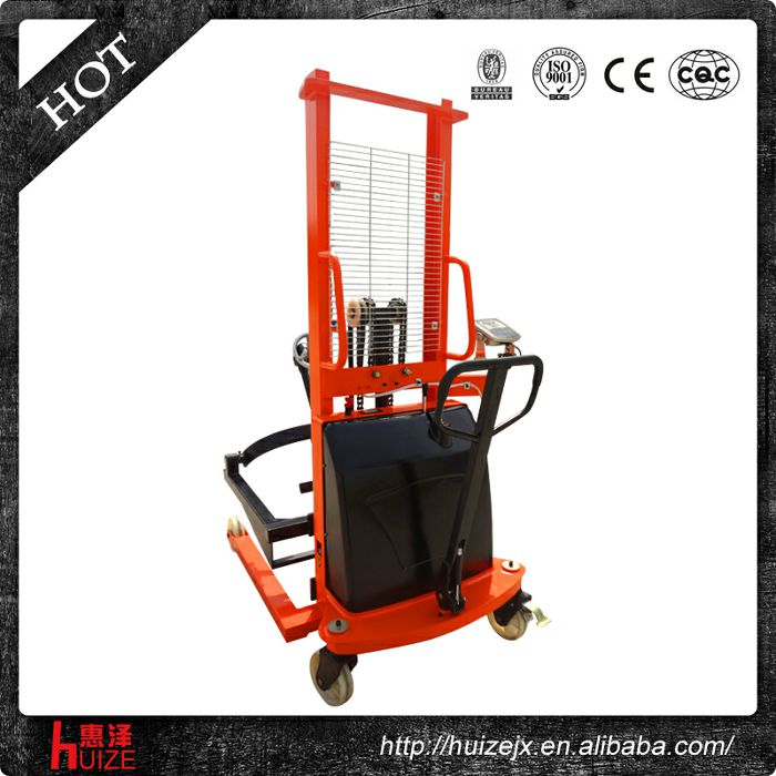 半電動稱重油桶車（夾鐵桶，手搖翻轉(zhuǎn)倒料）